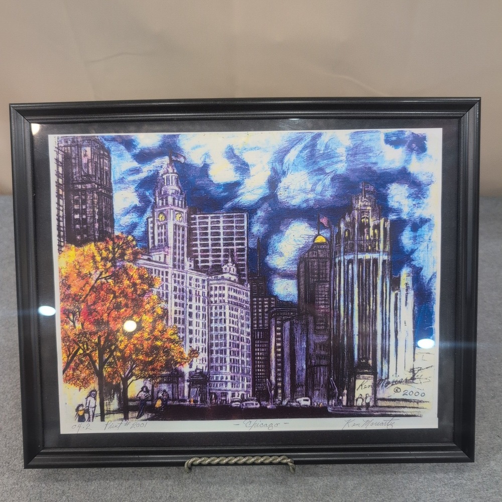 Ken Moriarty Signed Chicago Cityscape Limited Edition Print #2001 Framed Art - Picture 5 of 8